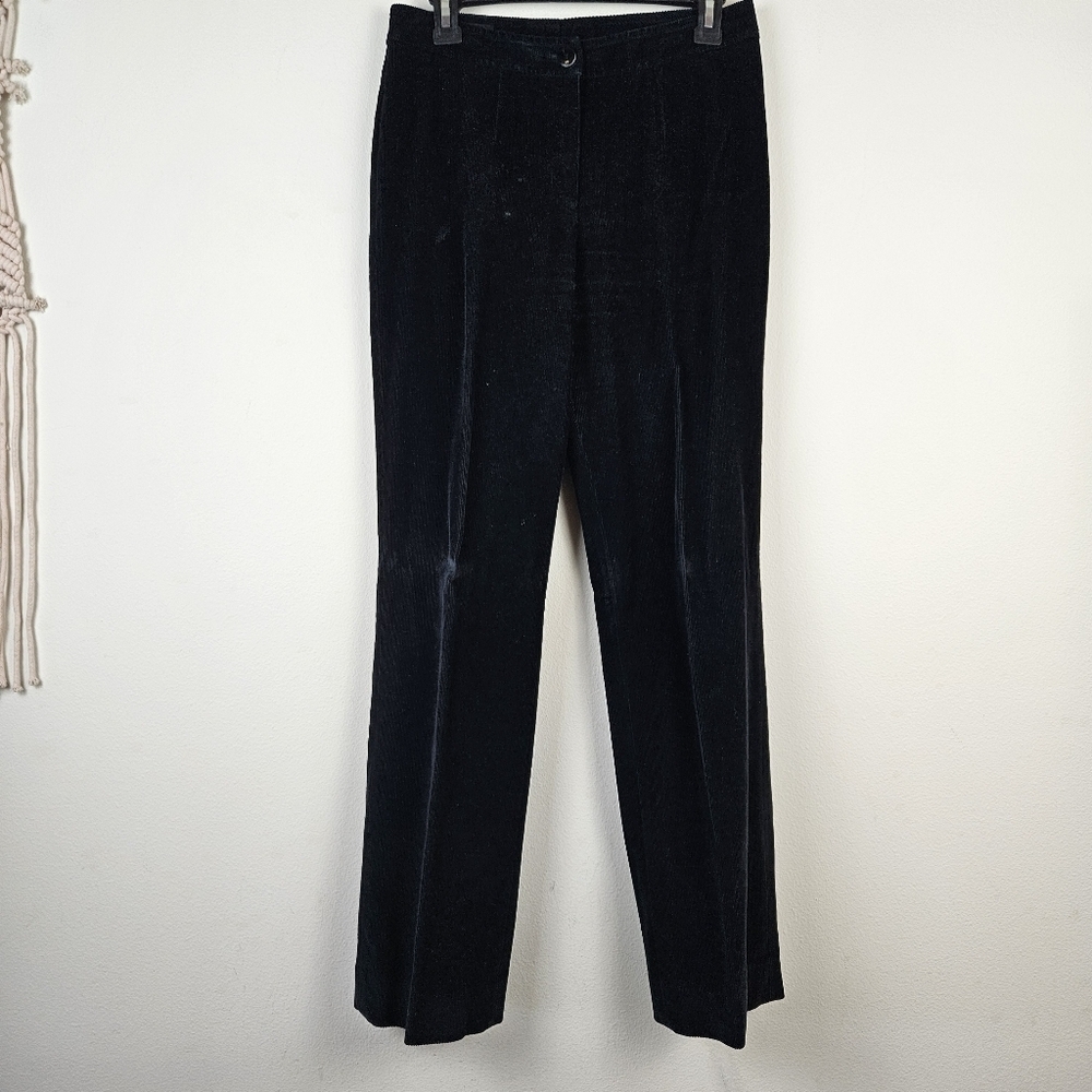 ESCADA Straight Leg Corduroy Pants Size US 6 Black Pockets